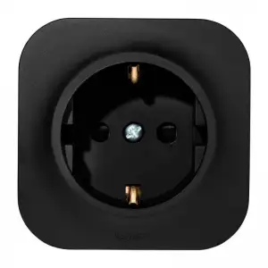 купить Розетка 1-м ОП Quteo 16А IP20 250В 2P+E с заземл. защ. шторки черн. матов. Leg 782476