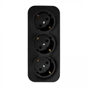 купить Розетка 3-м ОП Quteo 16А IP20 250В 3х2P+E с заземл. защ. шторки черн. матов. Leg 782473