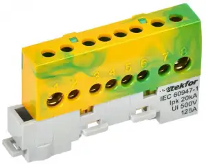 купить Шина PE "земля" изол. на универс. держ. 8х12-8-ЖЗ TEKFOR IEK TF-NN20-08-KL-K52