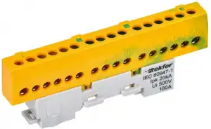 купить Шина PE "земля" изол. на универс. держ. 6х9-16-ЖЗ TEKFOR IEK TF-NN10-16-KL-K52