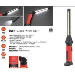 купить Фонарь светодиодный 1000lm, 10+1W, 10M, 3.7V, 4000mAh, IP54, Type-C "H-D"