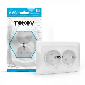 купить Розетка 2-м СП AVA 16А IP20 с заземл. защ. шторки в сборе бел. TOKOV LIGHT TKL-AV-R2FZSF-C01