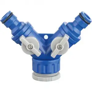 купить Разделитель для полива двухканальный с кранами и резьбой 1/2"-3/4" "H-D"