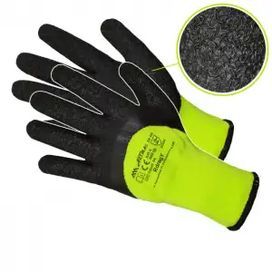 купить Перчатки трикотажные (п/э+хлопок) покрытие латекс RdragY (черно-желтые) Ми, Мп (от проколов)