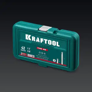 купить KRAFTOOL THS-42, 42 шт (HEX, TX, SPLINE) хвостовик 10 мм под квадрат 1/2″ набор специальных бит (26554)