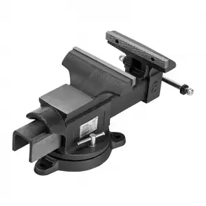 купить Тиски слесарные BVH-200, 200 мм, поворотные, стальная направляющая, с наковальней //Denzel