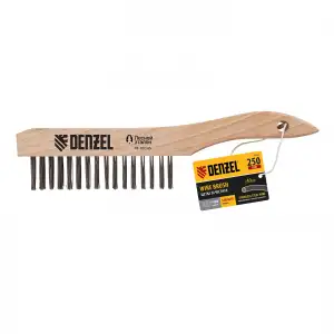 купить Щетка зачистная 5-и рядная, прямая проволока из нержавеющей стали с деревянной ручкой, EFP// Denzel