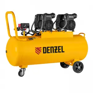 купить Компрессор безмасл. малошумный DLP-3000/100, 3 кВт, 2х1,5 кВт,100 л, 2850 об/мин,500 л/мин Denzel