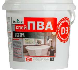 купить Клей Ecolux ПВА экстра влагостойкий 1,0 кг