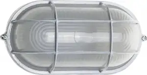 купить Светильник уличный СВЕТОЗАР влагозащищенный с решеткой, овал, цвет белый, 60Вт