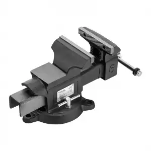 купить Тиски слесарные BVH-150, 150 мм, поворотные, стальная направляющая, с наковальней //Denzel