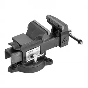 купить Тиски слесарные BVH-100, 100 мм, поворотные, стальная направляющая, с наковальней //Denzel