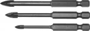 купить ЗУБР 3 шт: 4/6/8 мм, 4-хрезцовый, HEX 1/4, Набор сверл по стеклу и кафелю (29845-H3)