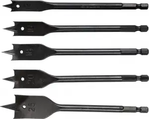 купить ЗУБР 5 шт., 12-16-18-20-25мм, набор сверл перовых по дереву, хвостовик HEX 1/4″