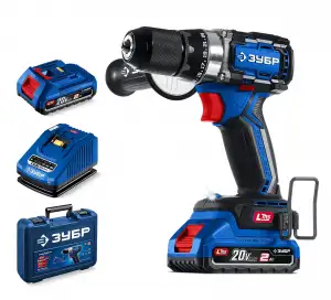 купить ЗУБР 20 В, 70 Н·м, 2 АКБ LMS (2 А·ч), бесщеточная дрель-шуруповерт, кейс, ПРОФЕССИОНАЛ (DB-70-22)