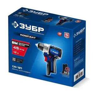 купить ЗУБР КОМПАКТ, 12 В, 45 Н·м, без АКБ (тип Т7), дрель-шуруповерт, Профессионал (DB-121)