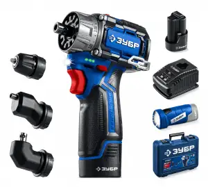 купить ЗУБР КОМБИ, набор: дрель-шуруповерт + LED фонарь, 12 В, 45 Н·м, 2 АКБ тип Т7 (2 А·ч), кейс, Профессионал (DB-125-22F)