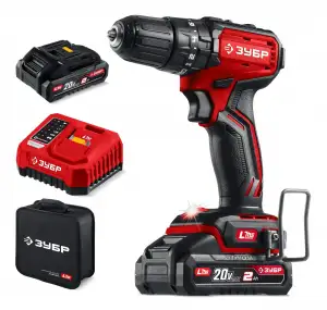 купить ЗУБР 20 В, 45 Н·м, 2 АКБ LMS (2 А·ч), бесщеточная ударная дрель-шуруповерт, сумка (ДБУ-45-22)