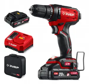 купить ЗУБР 20 В, 40 Н·м, 2 АКБ LMS (2 А·ч), дрель-шуруповерт, сумка (ДШ-40-22)