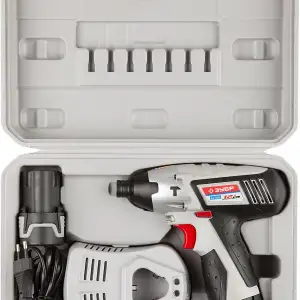 купить Гайковерт аккумуляторный ЗУБР ударный, 90 Нм, реверс, БЗУ, элек тормоз, 1,5А/ч, HEX 1/4″, 2 АКБ, БЗУ, Li-Ion, 12В, кейс