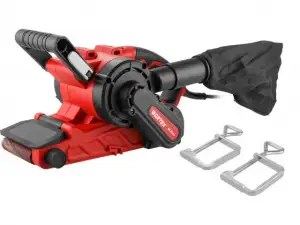 купить Ленточная шлифмашина Wortex SB 7611 E в кор. 1150 Вт, лента 76х533 мм, крепление к столу (120-380 м/мин, откидной носик)