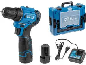 купить Аккум. дрель-шуруповерт BULL SR 1203 Xcase БЕСЩЕТ., 12 В, 37 Н*м, 2*2 А*ч акб, БЗП 10 мм (шурупы до 8 мм)