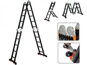 купить Лестница алюм. многофункц.4х5 ступ.(стрем.-283см,лестн.-580см) 15,5кг BLACK LINE STARTUL (ST9930-05) (усиленное шарнирное соединение, прорезиненные ко