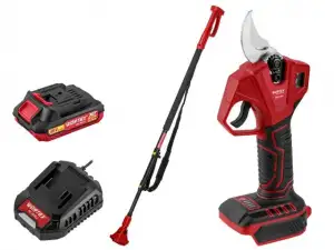 купить Аккум. секатор WORTEX CBS 2030 в кор. ALL1 SET, БЕСЩЕТ., 18 В, ветки до 28 мм + телескоп. штанга (3 ступени регулировки, 0,76 кг)