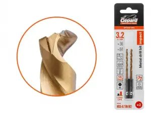 купить Сверло по металлу шестигр. 3.2х36х84 мм HSS-G TIN, комплект из 2-х шт GEPARD (многогранная заточка)