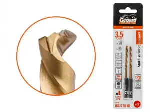 купить Сверло по металлу шестигр. 3.5х39х89 мм HSS-G TIN, комплект из 2-х шт GEPARD (многогранная заточка)