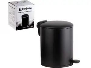 купить Ведро для мусора с педалью, 5 л, черное, серия Black Onyx, сталь, PERFECTO LINEA (с микролифтом)