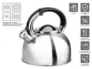 купить Чайник со свистком, нержавеющая сталь, 3.0 л, Assam, PERFECTO LINEA