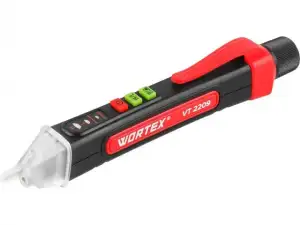купить Бесконтактный индикатор напряжения WORTEX VT 2209 12-1000 В, световая и звуковая индикация (Встроенный фонарь и лазерная указка, батарейки в комплекте