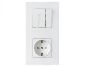 купить Блок выкл. 3 клав. + розетка (скрытая, б/з) белая, Мастер, BYLECTRICA