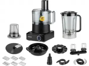 купить Кухонный комбайн NORMANN AFP-951 (1300 Вт, 6 скор.+ импульс. реж., 14 функций, блендер 1.8 л, чаша чоп. 2.3 л, терка для драников)