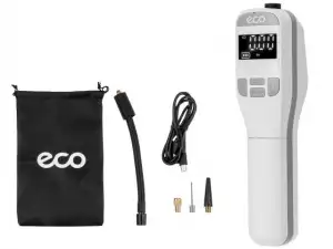 купить Компрессор автомобильный ECO AE-005 Comfort (7,4 В, 40 Вт, 16 л/мин, 4000 мА·ч, 10 Бар, LED дисплей, фонарь, 3 насадки, сумка.)