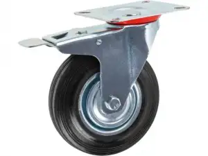 купить Опора колёсная d-125мм на площадке с фиксатором, резиновая STARFIX