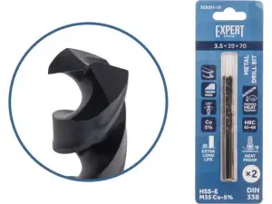 купить Сверло по металлу ц/х 3.5х39х70 мм HSS-Co, комплект из 2-х шт Black EXPERT STARTUL (кобальт 5%)