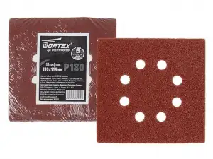 купить Шлифлист 110х114мм Р180 д/дерева самосцепл. 8 отв. WORTEX