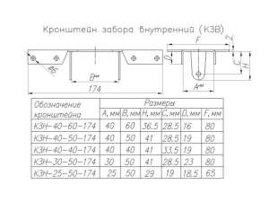 купить Кронштейн забора внутренний 40х50х174, цинк STARFIX