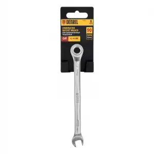 купить Ключ комбинированный трещоточный, 8 мм, CrV, матовый хром Denzel