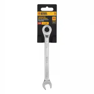 купить Ключ комбинированный трещоточный, 12 мм, CrV, матовый хром Denzel