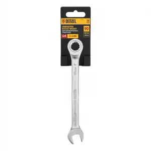 купить Ключ комбинированный трещоточный, 14 мм, CrV, матовый хром Denzel