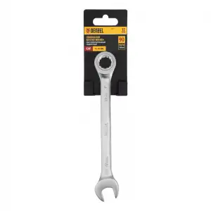 купить Ключ комбинированный трещоточный, 17 мм, CrV, матовый хром Denzel