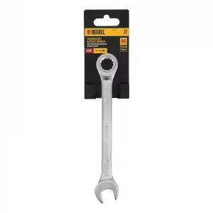 купить Ключ комбинированный трещоточный, 19 мм, CrV, матовый хром Denzel