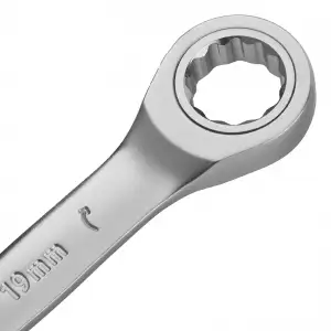 купить Набор ключей комбинированных трещоточных 6-19 мм, 8 шт., CrV, матовый хром Denzel