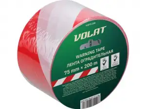 купить Лента оградительная 75ммх200м ВОЛАТ (сигнальная, красно-белая, не клейкая)