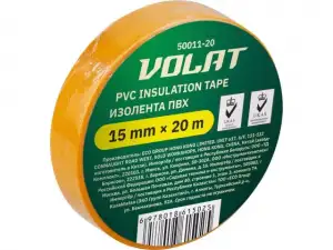 купить Изолента ПВХ 15ммх20м желтая ВОЛАТ (130 мкм)