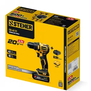 купить STEHER 20 В, 45 Н·м, 1 АКБ LMS (2 А·ч), бесщеточная дрель-шуруповерт (CB-45-21)