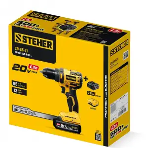 купить STEHER 20 В, 65 Н·м, 1 АКБ LMS (2 А·ч), бесщеточная дрель-шуруповерт (CB-65-21)